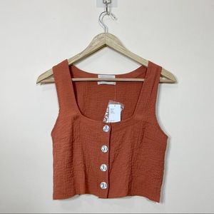 Urban Outfitters Nicki Smoked Button-Front Cropped Top